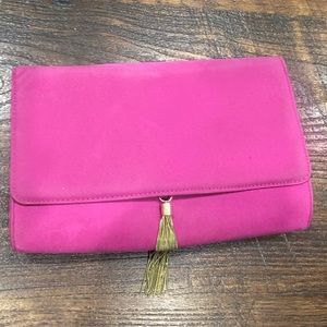 Fuschia gold tassel clutch/purse